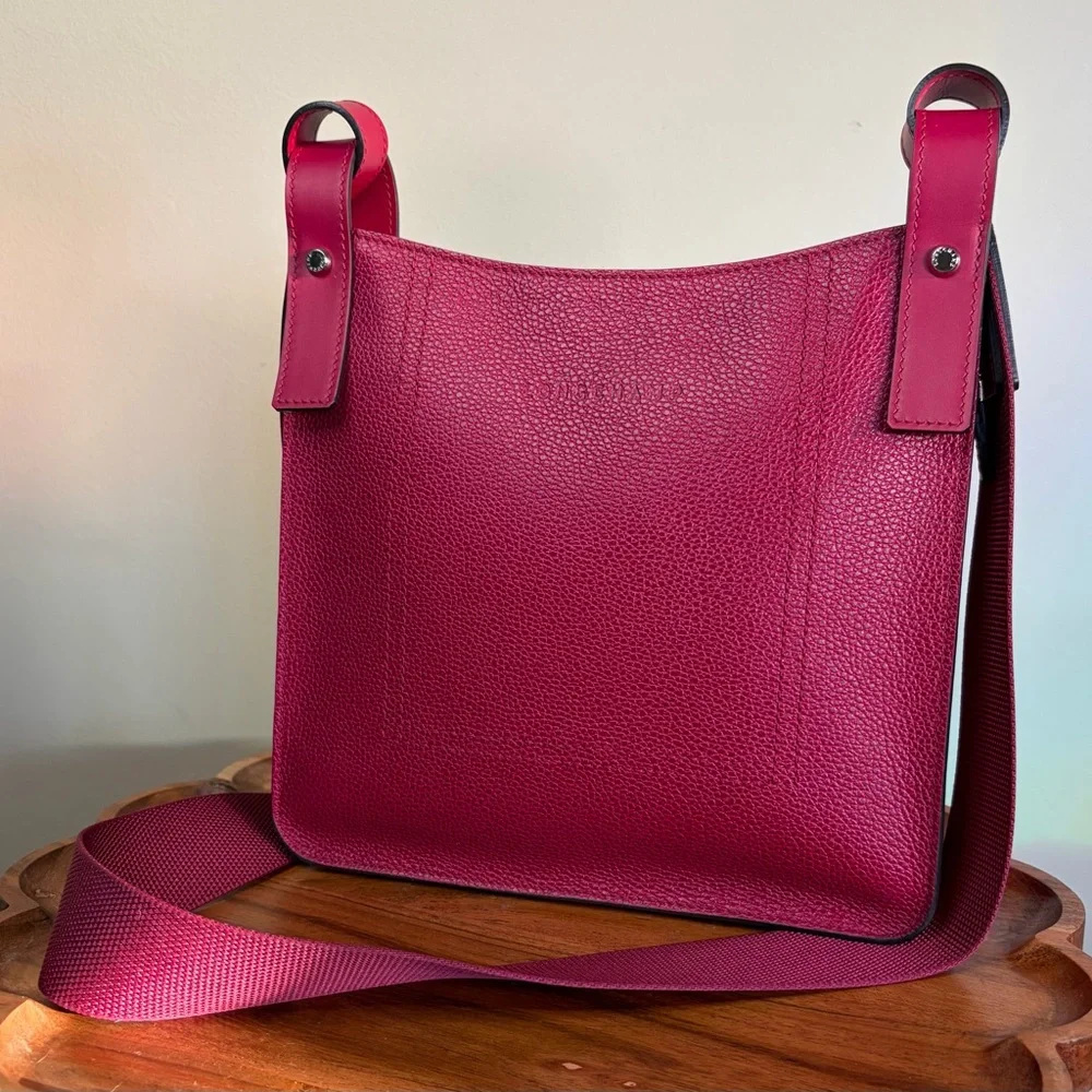 Longchamp Le’Foulonne S Leather Crossbody Beetroot Magenta Like New - Picture 4 of 17
